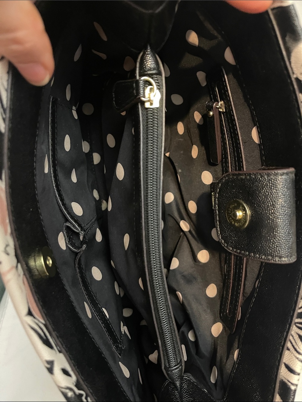 Anne Klein Black Shoulder Bag with Blush Floral Print and Gold Accents NWOT - Picture 7 of 11